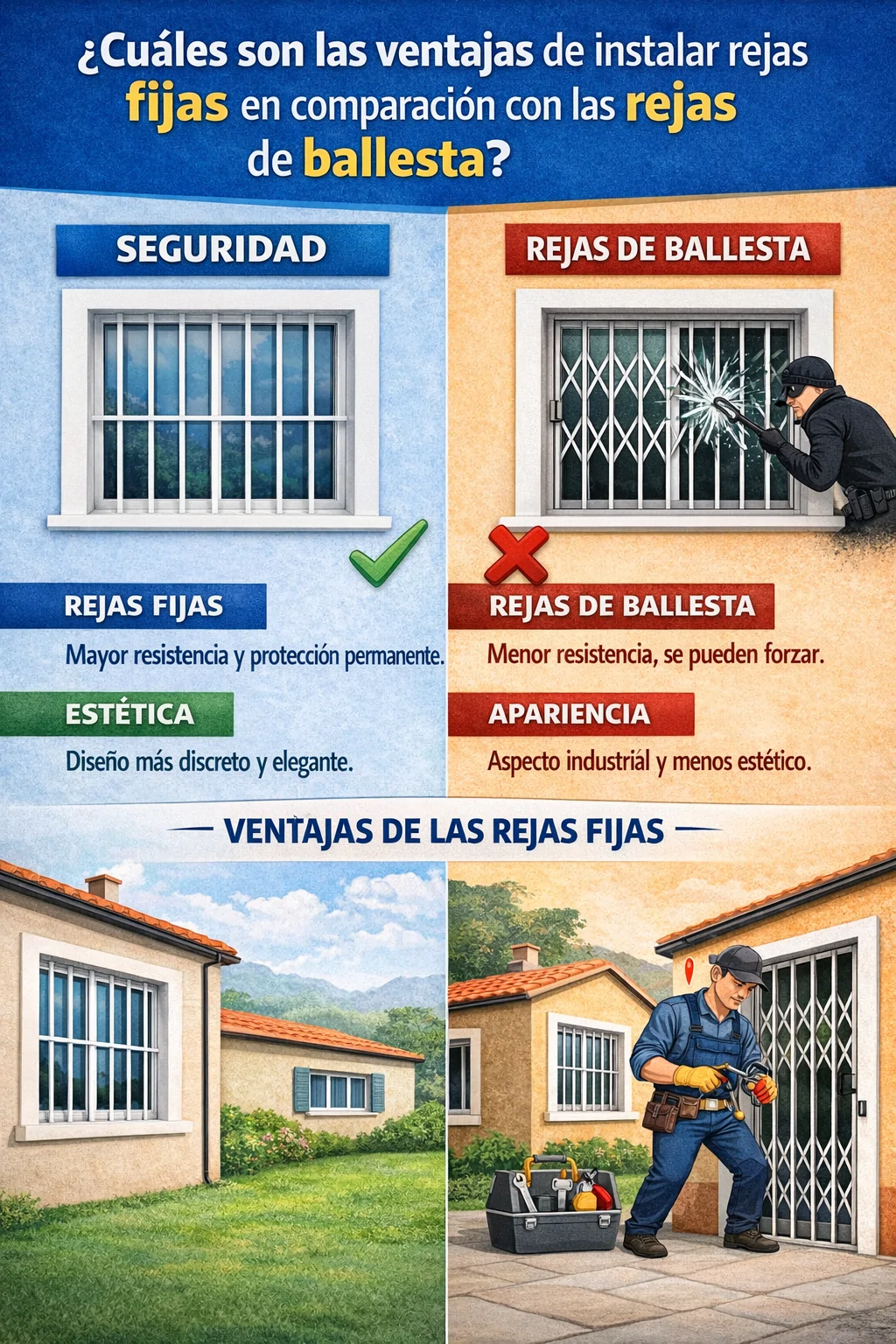 Cuales son la ventajas de instalar rejas fijas en comparacion con las rejas de ballesta - &iquest;Cu&aacute;les son las ventajas de instalar rejas fijas en comparaci&oacute;n con las rejas de ballesta?