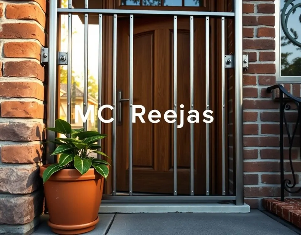 Entrada de casa con rejas fijas de acero inoxidable; seguridad y protección. Cuales son las rejas fijas mas seguras para la entrada de una casa.