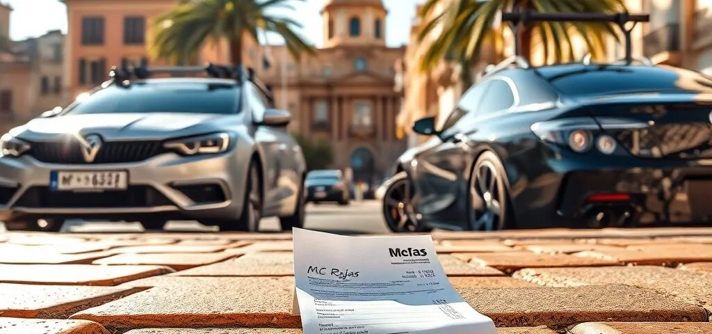 Dos coches comparan tarifas para la instalación de rejas de ballesta y rejas fijas en una calle de Barcelona.