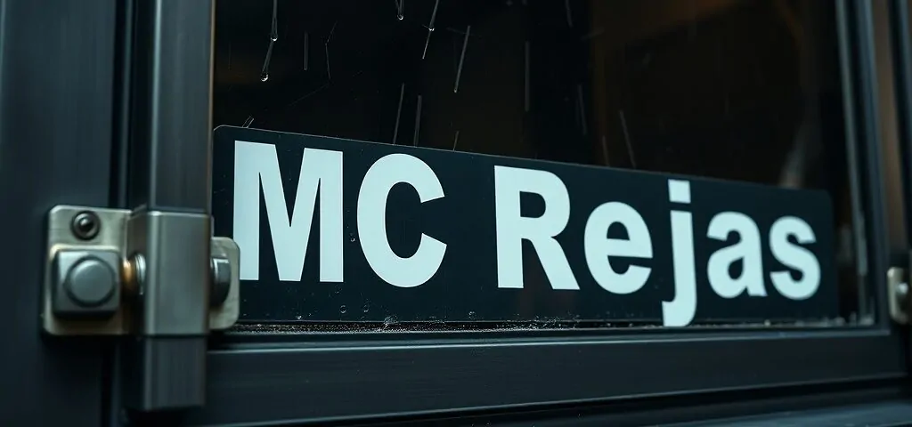 Rejas de seguridad de acero inoxidable en primer plano, mostrando su robustez y detalles, con lluvia y ambiente tenso. Que tipos de rejas para ventanas ofrecen mayor seguridad en el mercado.