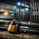 Escena nocturna urbana con rejas de seguridad; muestra tipos de rejas de seguridad que ofrecen mayor protección para comercios.