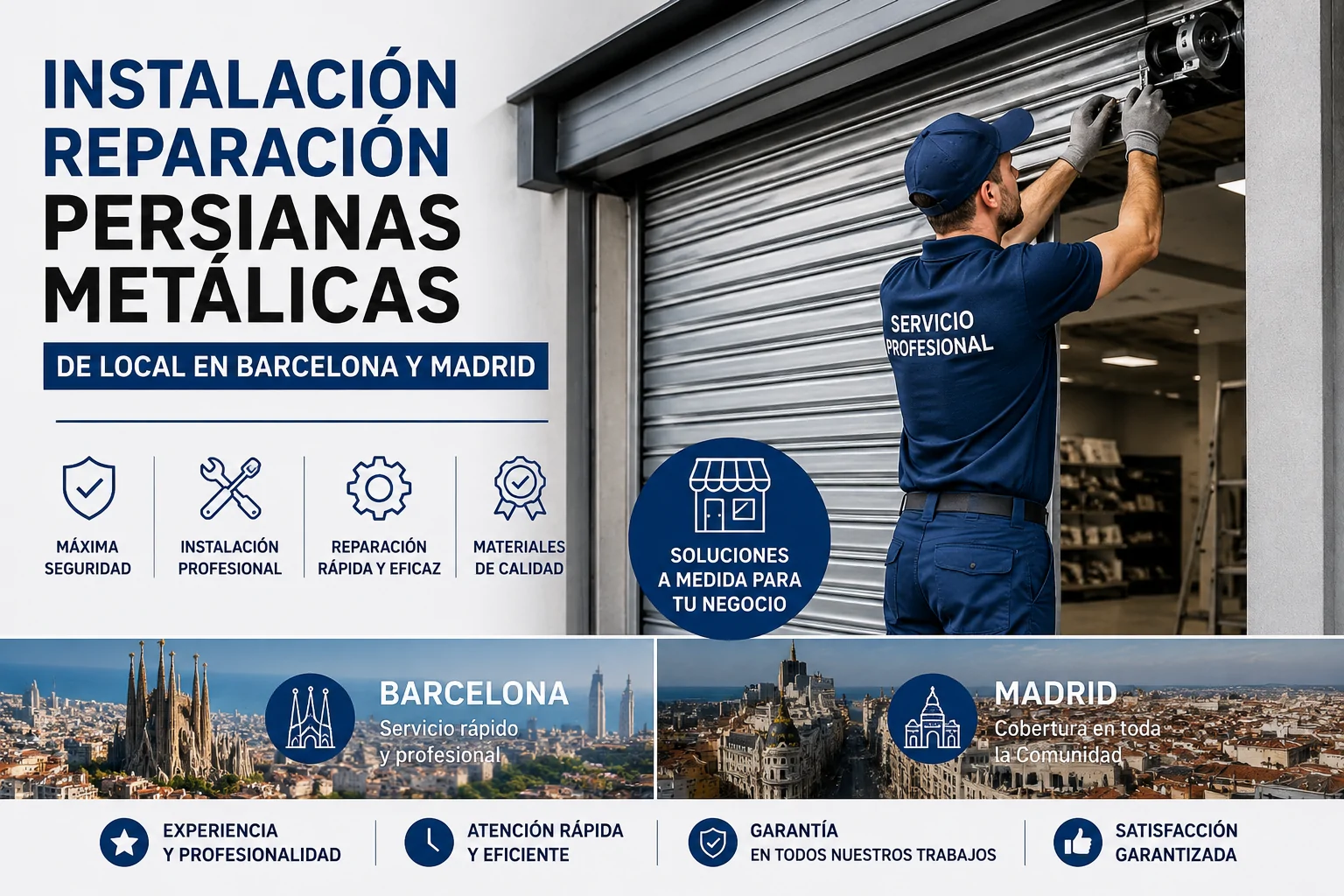 Instalacion Reparacion Persianas Metalicas de Local en Barcelona y Madrid - Instalaci&oacute;n Reparaci&oacute;n Persianas Met&aacute;licas de Local en Barcelona y Madrid