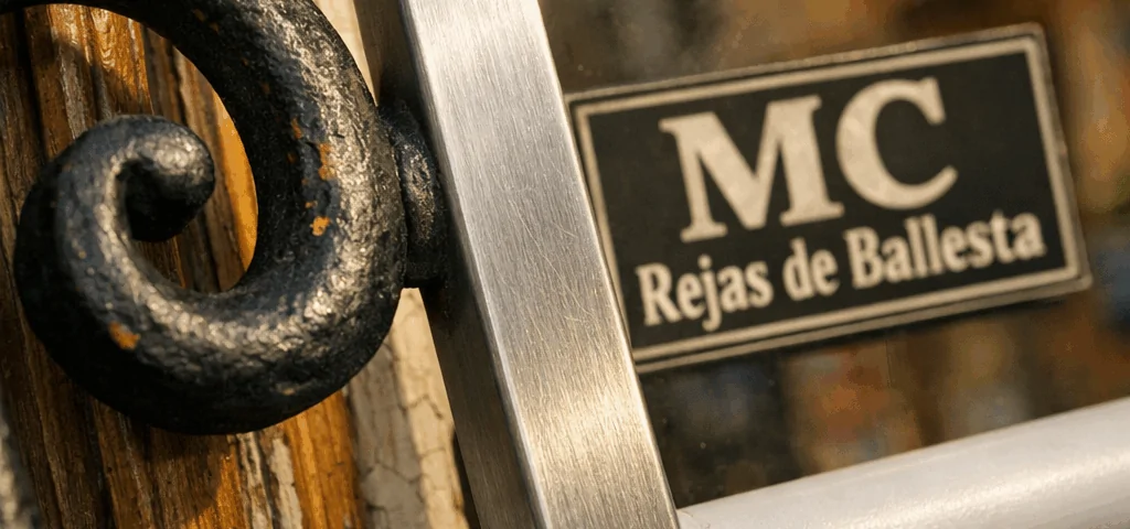 Primer plano extremo de una reja de ventana en Barcelona, mostrando estilos populares de rejas fijas y texturas variadas.