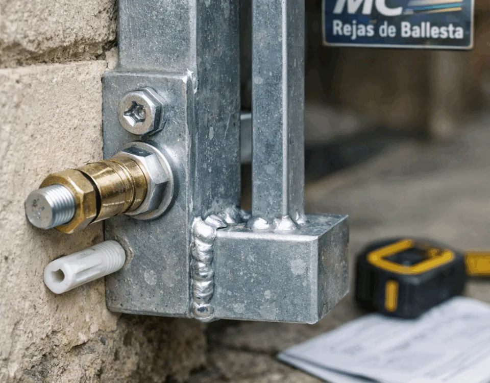 Reja fija metálica recién instalada en puerta; Quien fabrica las mejores rejas fijas para puertas en Barcelona